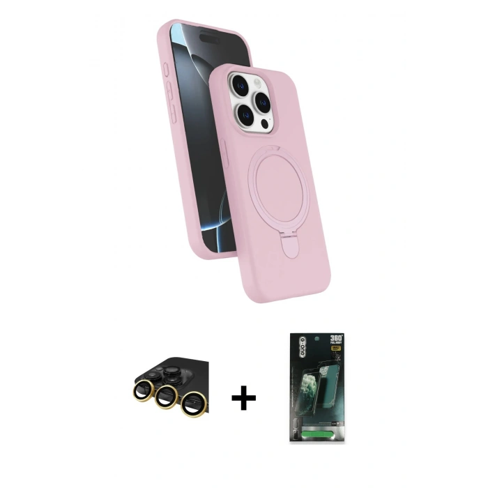 MARSİLYAN™- iPhone 14 Pro Max Kılıf İz Işık Koleksiyonu - Şeffaf 360 Full Body Arka Koruyucu + Raze Metal Kamera Lens - GD