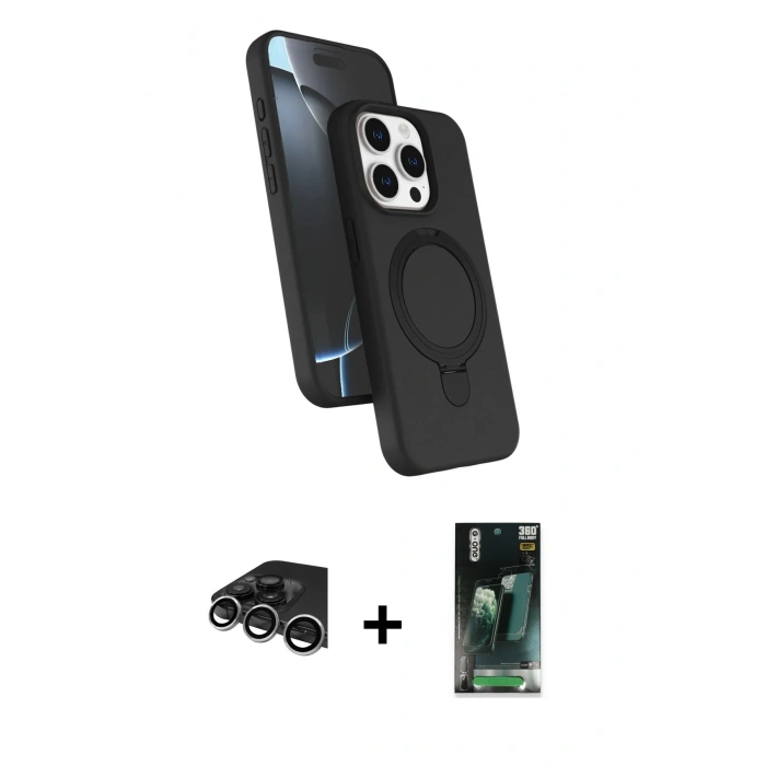 MARSİLYAN™- iPhone 14 Pro Max Kılıf İz Işık Koleksiyonu - Şeffaf 360 Full Body Arka Koruyucu + Raze Metal Kamera Lens - GS