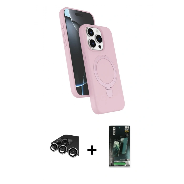 MARSİLYAN™- iPhone 14 Pro Max Kılıf İz Işık Koleksiyonu - Şeffaf 360 Full Body Arka Koruyucu + Raze Metal Kamera Lens - GS
