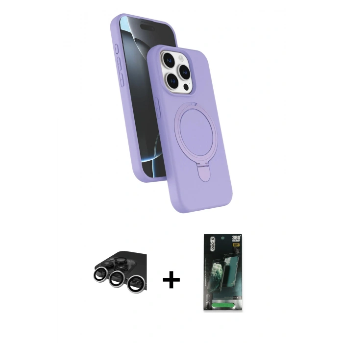 MARSİLYAN™- iPhone 14 Pro Max Kılıf İz Işık Koleksiyonu - Şeffaf 360 Full Body Arka Koruyucu + Raze Metal Kamera Lens - GS