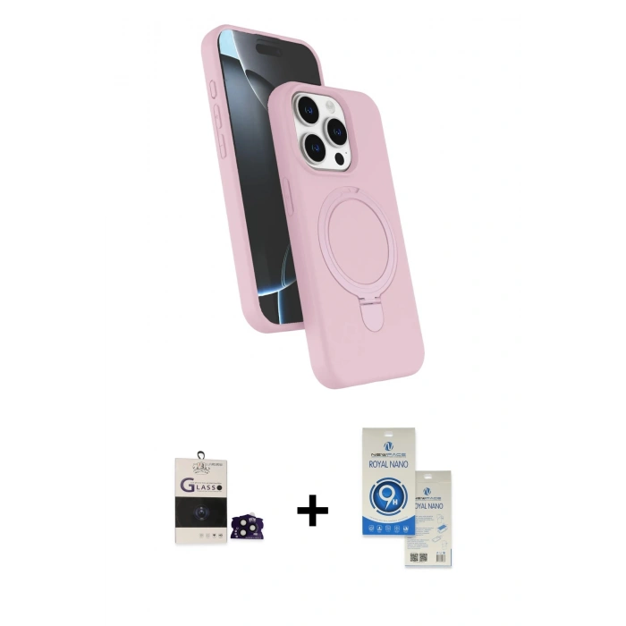 MARSİLYAN™- iPhone 14 Pro Max Kılıf İz Işık Koleksiyonu - Şeffaf Royal Nano Ekran Koruyucu + Bilvis Titan Kamera Lens - SH