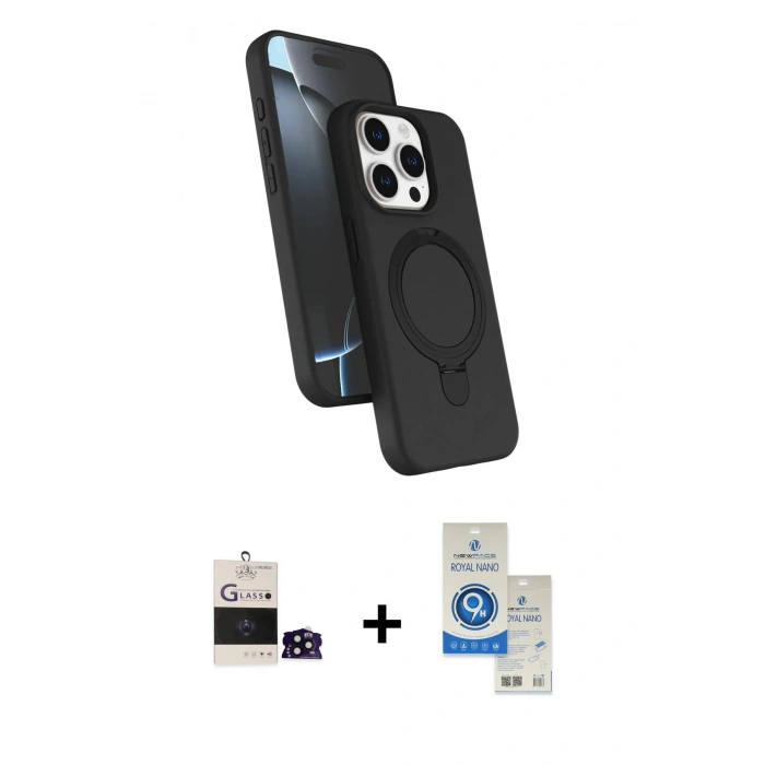 MARSİLYAN™- iPhone 14 Pro Max Kılıf İz Işık Koleksiyonu - Şeffaf Royal Nano Ekran Koruyucu + Bilvis Titan Kamera Lens - SH