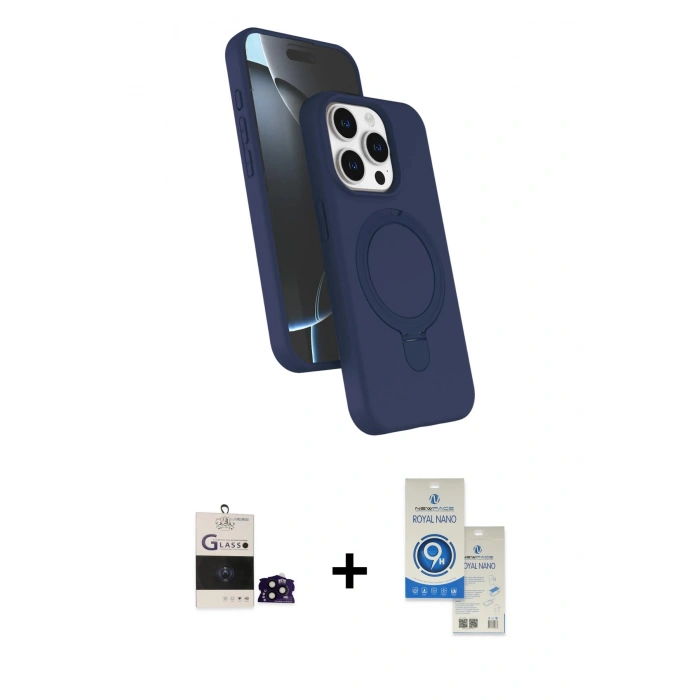 MARSİLYAN™- iPhone 14 Pro Max Kılıf İz Işık Koleksiyonu - Şeffaf Royal Nano Ekran Koruyucu + Bilvis Titan Kamera Lens - SH