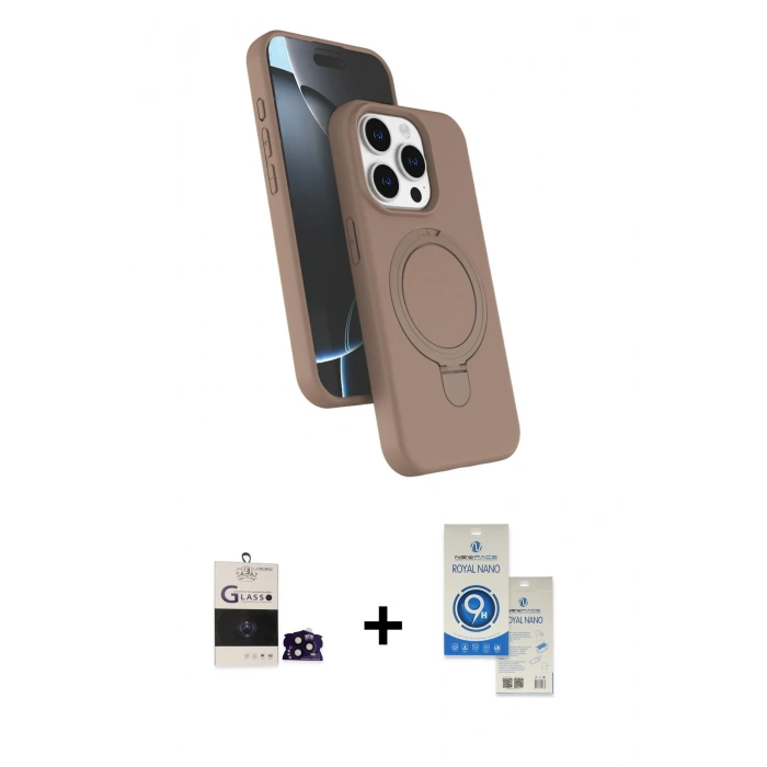 MARSİLYAN™- iPhone 14 Pro Max Kılıf İz Işık Koleksiyonu - Şeffaf Royal Nano Ekran Koruyucu + Bilvis Titan Kamera Lens - SH
