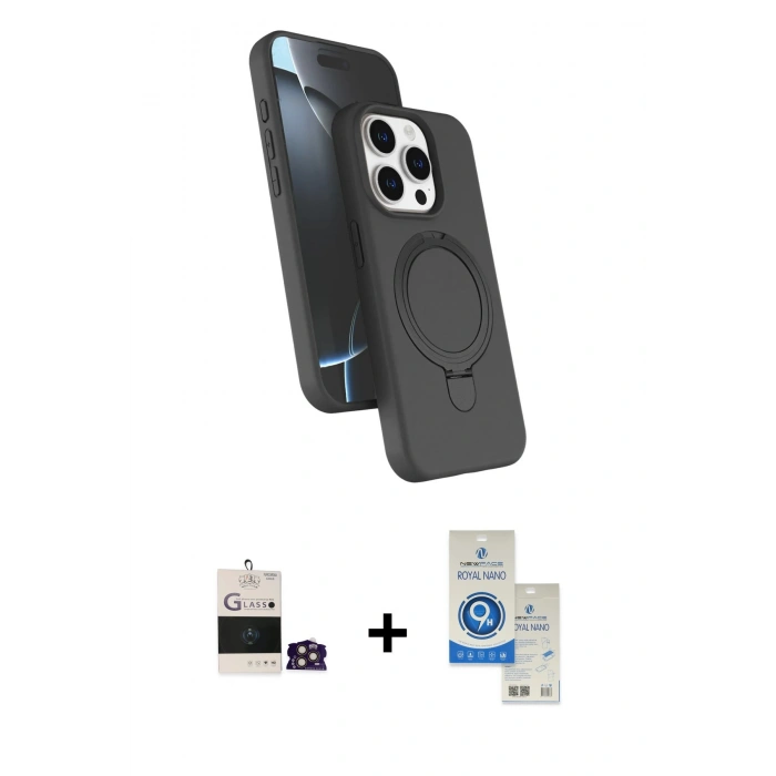 MARSİLYAN™- iPhone 14 Pro Max Kılıf İz Işık Koleksiyonu - Şeffaf Royal Nano Ekran Koruyucu + Bilvis Titan Kamera Lens - GD