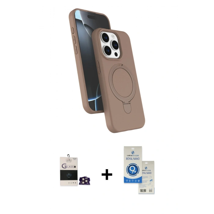 MARSİLYAN™- iPhone 14 Pro Max Kılıf İz Işık Koleksiyonu - Şeffaf Royal Nano Ekran Koruyucu + Bilvis Titan Kamera Lens - GD