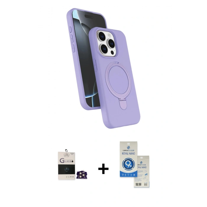MARSİLYAN™- iPhone 14 Pro Max Kılıf İz Işık Koleksiyonu - Şeffaf Royal Nano Ekran Koruyucu + Bilvis Titan Kamera Lens - GD