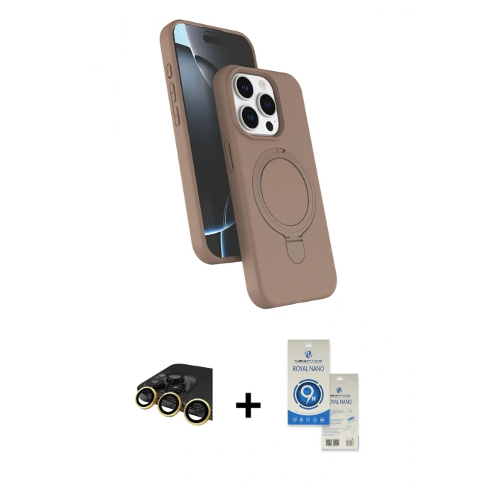 MARSİLYAN™- iPhone 14 Pro Max Kılıf İz Işık Koleksiyonu - Şeffaf Royal Nano Ekran Koruyucu + Raze Metal Kamera Lens - GD