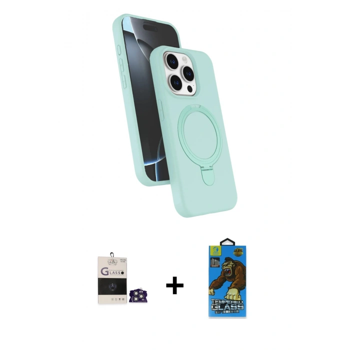 MARSİLYAN™- iPhone 14 Pro Max Kılıf İz Işık Koleksiyonu - Siyah 18D Cam Ekran Koruyucu + Bilvis Titan Kamera Lens - GS