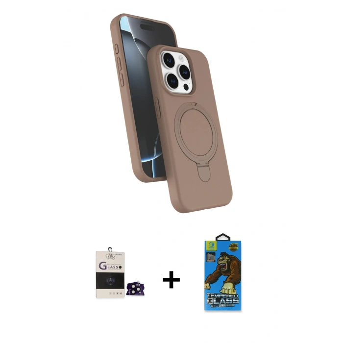 MARSİLYAN™- iPhone 14 Pro Max Kılıf İz Işık Koleksiyonu - Siyah 18D Cam Ekran Koruyucu + Bilvis Titan Kamera Lens - SH