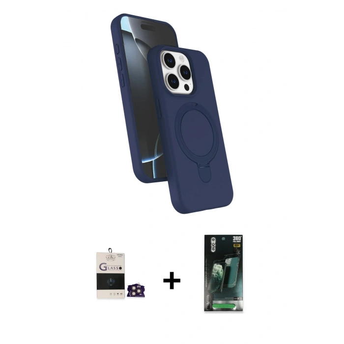 MARSİLYAN™- iPhone 14 Pro Max Kılıf İz Işık Koleksiyonu - Siyah 360 Mat Full Body Arka Koruyucu + Bilvis Titan Kamera Lens - GD