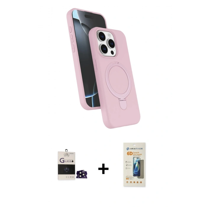MARSİLYAN™- iPhone 14 Pro Max Kılıf İz Işık Koleksiyonu - Siyah 6D Mat Seramik Hayalet Nano Ekran Koruyucu + Siyah Bilvis Titan Kamera Lens
