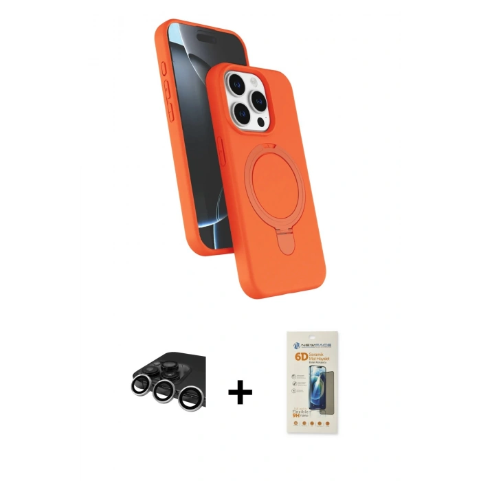 MARSİLYAN™- iPhone 14 Pro Max Kılıf İz Işık Koleksiyonu - Siyah 6D Mat Seramik Hayalet Nano Ekran Koruyucu + Raze Metal Kamera Lens - GS