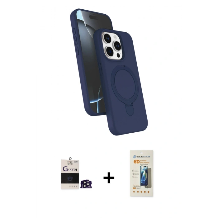 MARSİLYAN™- iPhone 14 Pro Max Kılıf İz Işık Koleksiyonu - Siyah 6D Mat Seramik Hayalet Nano Ekran Koruyucu + Bilvis Titan Kamera Lens - DNMR