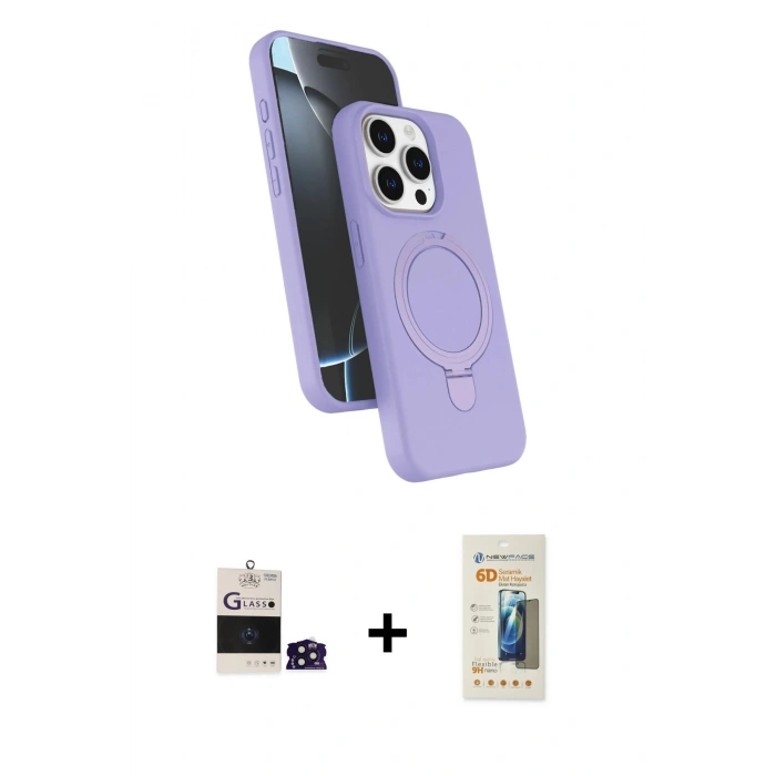 MARSİLYAN™- iPhone 14 Pro Max Kılıf İz Işık Koleksiyonu - Siyah 6D Mat Seramik Hayalet Nano Ekran Koruyucu + Bilvis Titan Kamera Lens - DNMR