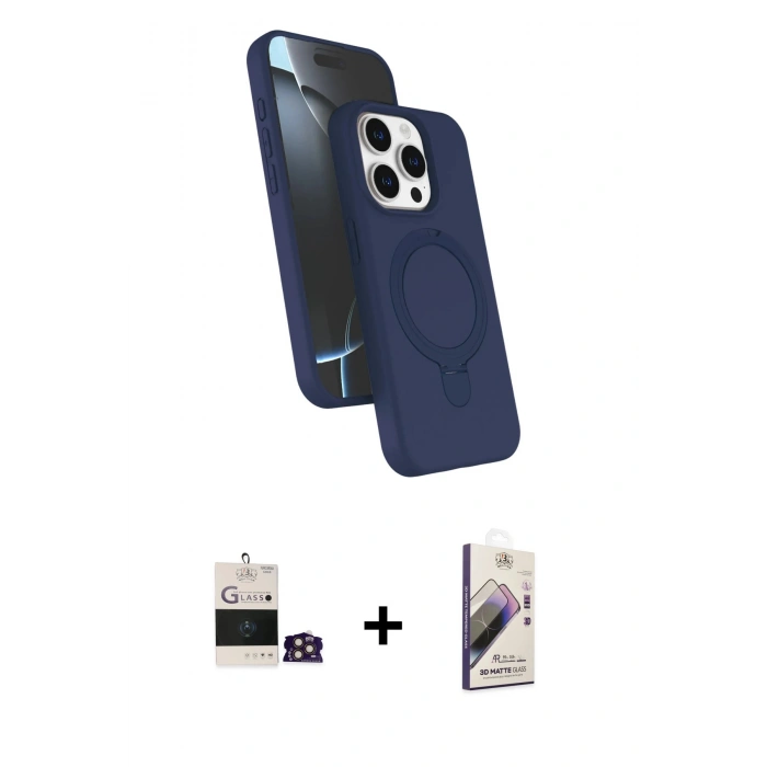 MARSİLYAN™- iPhone 14 Pro Max Kılıf İz Işık Koleksiyonu - Siyah Bilvis 3D Mat Cam Ekran Koruyucu + Bilvis Titan Kamera Lens - GD