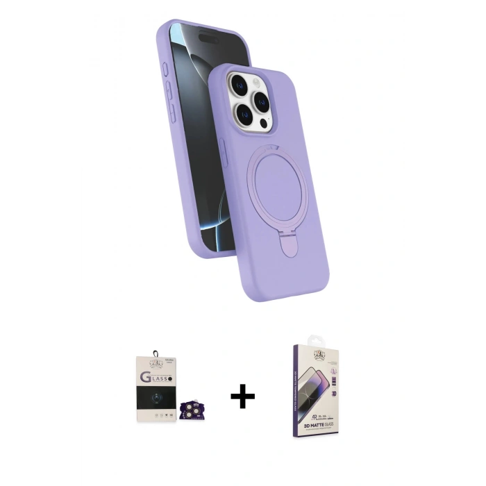 MARSİLYAN™- iPhone 14 Pro Max Kılıf İz Işık Koleksiyonu - Siyah Bilvis 3D Mat Cam Ekran Koruyucu + Bilvis Titan Kamera Lens - GD
