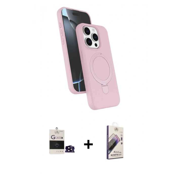 MARSİLYAN™- iPhone 14 Pro Max Kılıf İz Işık Koleksiyonu - Siyah Bilvis 3D Mat Cam Ekran Koruyucu + Bilvis Titan Kamera Lens - SH