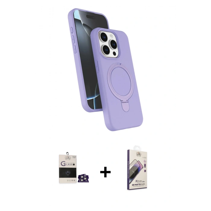 MARSİLYAN™- iPhone 14 Pro Max Kılıf İz Işık Koleksiyonu - Siyah Bilvis 3D Mat Cam Ekran Koruyucu + Gümüş Bilvis Titan Kamera Lens