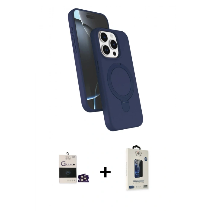 MARSİLYAN™- iPhone 14 Pro Max Kılıf İz Işık Koleksiyonu - Siyah Bilvis Hayalet Cam Ekran Koruyucu + Bilvis Titan Kamera Lens - GD