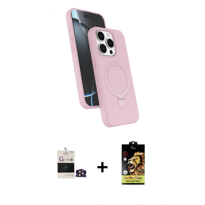 MARSİLYAN™- iPhone 14 Pro Max Kılıf İz Işık Koleksiyonu - Siyah Buffer Cam Ekran Koruyucu + Bilvis Titan Kamera Lens - GD