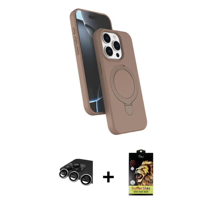 MARSİLYAN™- iPhone 14 Pro Max Kılıf İz Işık Koleksiyonu - Siyah Buffer Cam Ekran Koruyucu + Raze Metal Kamera Lens - GS