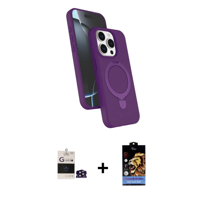 MARSİLYAN™- iPhone 14 Pro Max Kılıf İz Işık Koleksiyonu - Siyah Buffer Hayalet Cam Ekran Koruyucu + Bilvis Titan Kamera Lens - DNMR