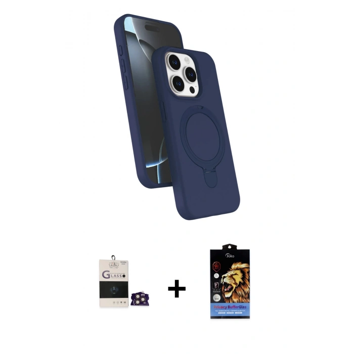 MARSİLYAN™- iPhone 14 Pro Max Kılıf İz Işık Koleksiyonu - Siyah Buffer Hayalet Cam Ekran Koruyucu + Bilvis Titan Kamera Lens - GD