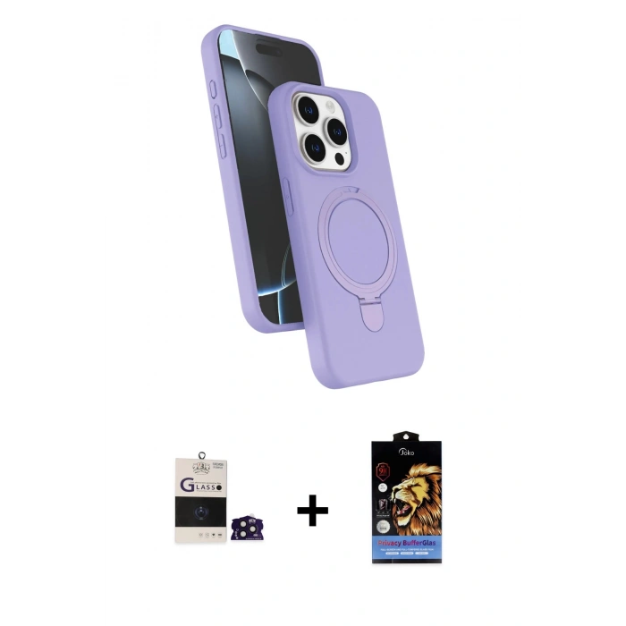 MARSİLYAN™- iPhone 14 Pro Max Kılıf İz Işık Koleksiyonu - Siyah Buffer Hayalet Cam Ekran Koruyucu + Bilvis Titan Kamera Lens - DNMR