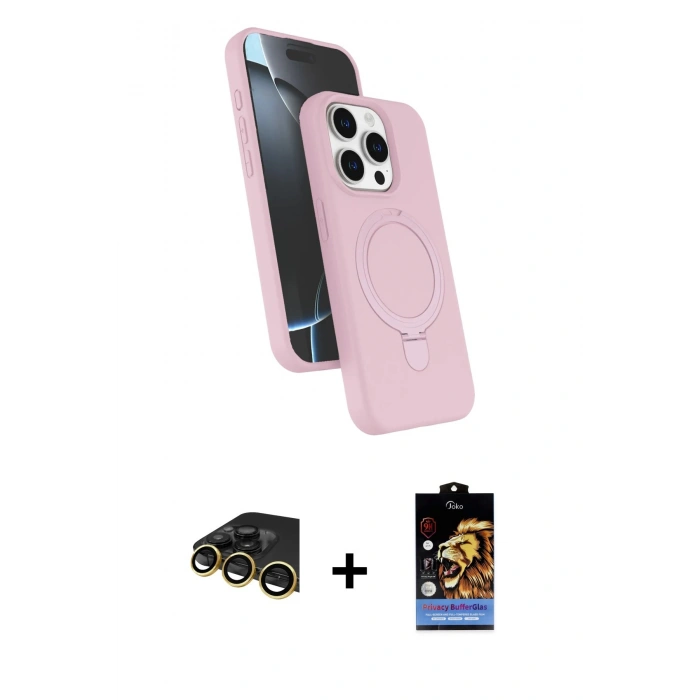 MARSİLYAN™- iPhone 14 Pro Max Kılıf İz Işık Koleksiyonu - Siyah Buffer Hayalet Cam Ekran Koruyucu + Raze Metal Kamera Lens - GD
