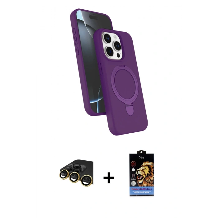 MARSİLYAN™- iPhone 14 Pro Max Kılıf İz Işık Koleksiyonu - Siyah Buffer Hayalet Cam Ekran Koruyucu + Raze Metal Kamera Lens - GD