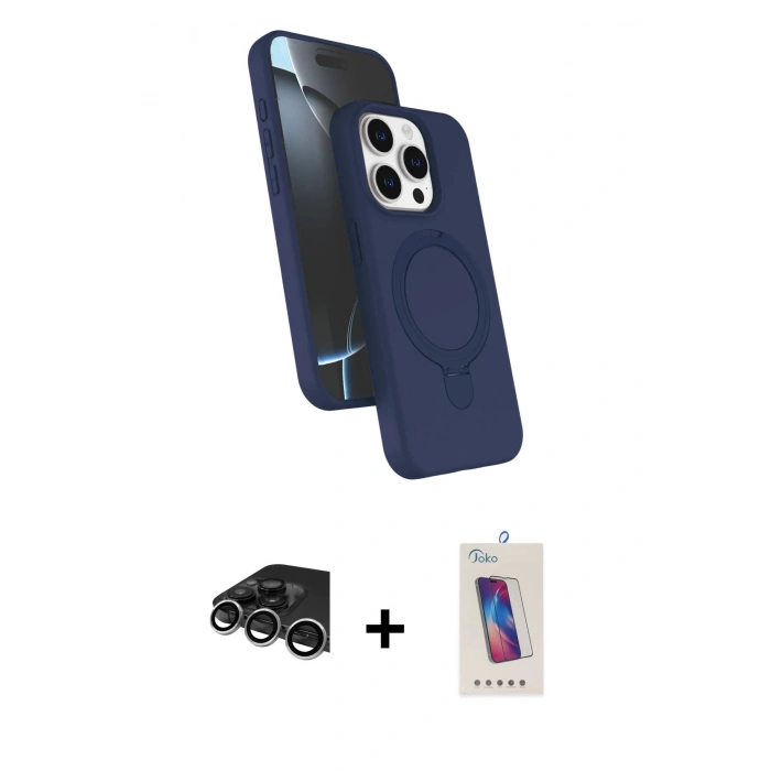 MARSİLYAN™- iPhone 14 Pro Max Kılıf İz Işık Koleksiyonu - Siyah Joko 5D Cam + Raze Metal Kamera Lens - GS