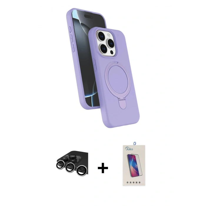 MARSİLYAN™- iPhone 14 Pro Max Kılıf İz Işık Koleksiyonu - Siyah Joko 5D Cam + Raze Metal Kamera Lens - GS