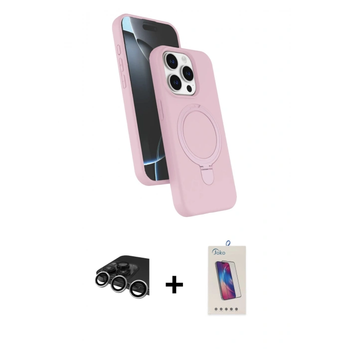 MARSİLYAN™- iPhone 14 Pro Max Kılıf İz Işık Koleksiyonu - Siyah Joko 5D Cam + Raze Metal Kamera Lens - GS