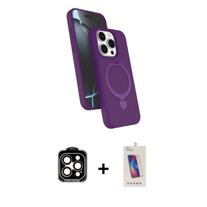 MARSİLYAN™- iPhone 14 Pro Max Kılıf İz Işık Koleksiyonu - Siyah Joko 5D Cam + PVD Metal Kamera Lens - TU