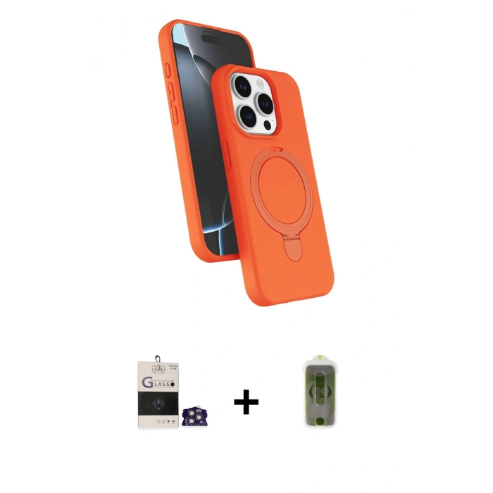 MARSİLYAN™- iPhone 14 Pro Max Kılıf İz Işık Koleksiyonu - Siyah Joko Magic 5D Hayalet Cam + Gümüş Bilvis Titan Kamera Lens