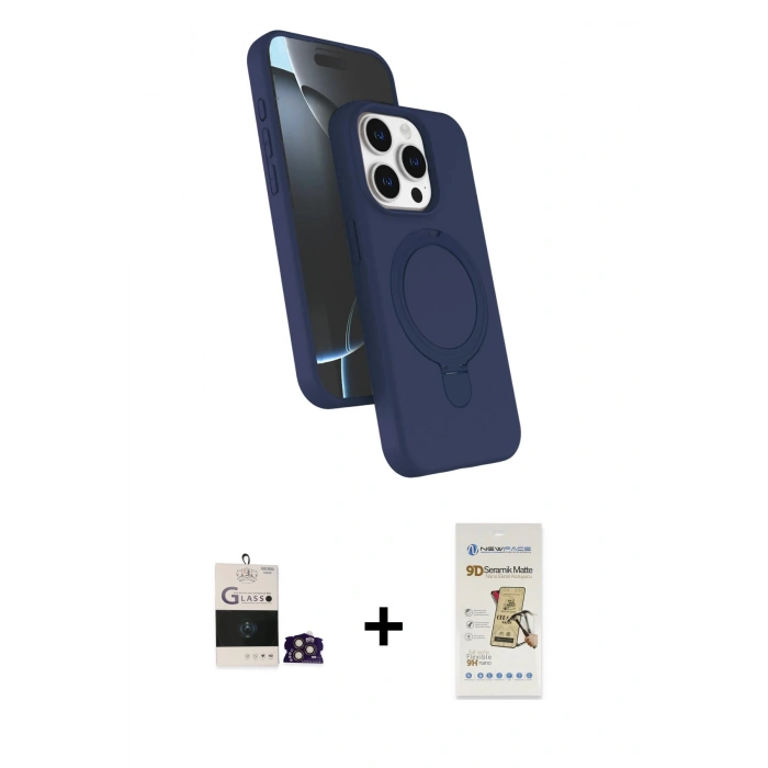 MARSİLYAN™- iPhone 14 Pro Max Kılıf İz Işık Koleksiyonu - Siyah Mat Seramik Nano Ekran Koruyucu + Bilvis Titan Kamera Lens - GD