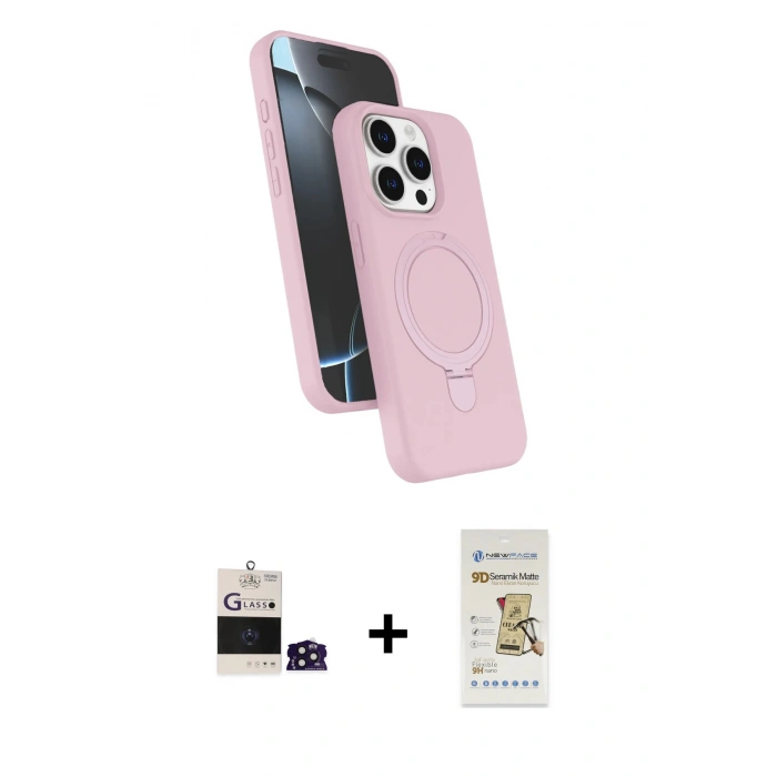 MARSİLYAN™- iPhone 14 Pro Max Kılıf İz Işık Koleksiyonu - Siyah Mat Seramik Nano Ekran Koruyucu + Bilvis Titan Kamera Lens - DNMR