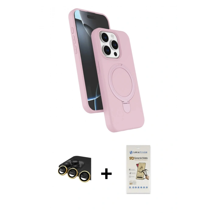 MARSİLYAN™- iPhone 14 Pro Max Kılıf İz Işık Koleksiyonu - Siyah Mat Seramik Nano Ekran Koruyucu + Raze Metal Kamera Lens - GD