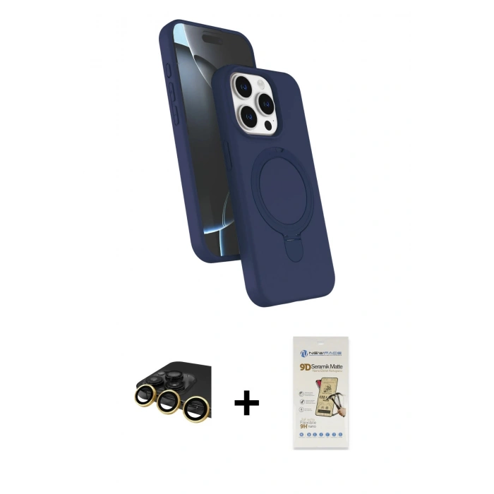 MARSİLYAN™- iPhone 14 Pro Max Kılıf İz Işık Koleksiyonu - Siyah Mat Seramik Nano Ekran Koruyucu + Raze Metal Kamera Lens - GD