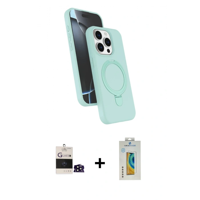 MARSİLYAN™- iPhone 14 Pro Max Kılıf İz Işık Koleksiyonu - Siyah Polymer Nano Ekran Koruyucu + Bilvis Titan Kamera Lens - SH