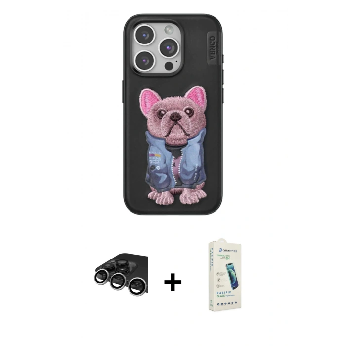 MARSİLYAN™- iPhone 14 Pro Max Kılıf İz Minimal Koleksiyonu - Şeffaf Pasifik Cam Ekran Koruyucu + Raze Metal Kamera Lens - GS