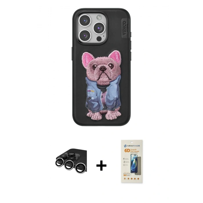 MARSİLYAN™- iPhone 14 Pro Max Kılıf İz Minimal Koleksiyonu - Siyah 6D Mat Seramik Hayalet Nano Ekran Koruyucu + Raze Metal Kamera Lens - GS