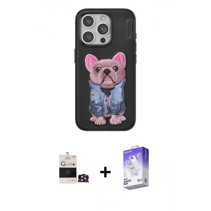 MARSİLYAN™- iPhone 14 Pro Max Kılıf İz Minimal Koleksiyonu - Siyah Bilvis 5in1 3D Magic Cam Ekran Koruyucu + Bilvis Titan Kamera Lens - GD