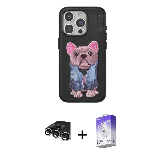 MARSİLYAN™- iPhone 14 Pro Max Kılıf İz Minimal Koleksiyonu - Siyah Bilvis 5in1 3D Magic Cam Ekran Koruyucu + Raze Metal Kamera Lens - GS