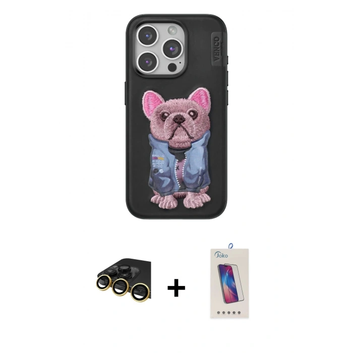 MARSİLYAN™- iPhone 14 Pro Max Kılıf İz Minimal Koleksiyonu - Siyah Joko 5D Cam + Raze Metal Kamera Lens - GD