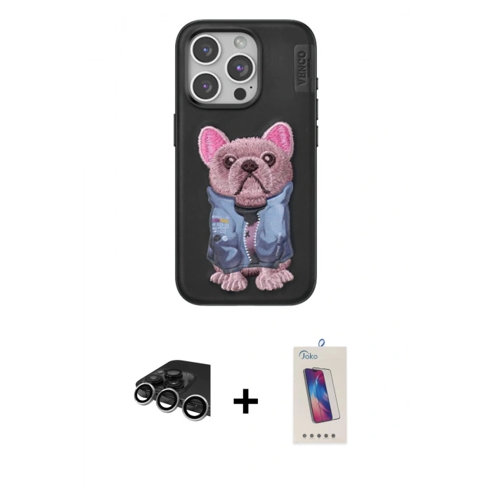 MARSİLYAN™- iPhone 14 Pro Max Kılıf İz Minimal Koleksiyonu - Siyah Joko 5D Cam + Raze Metal Kamera Lens - GS