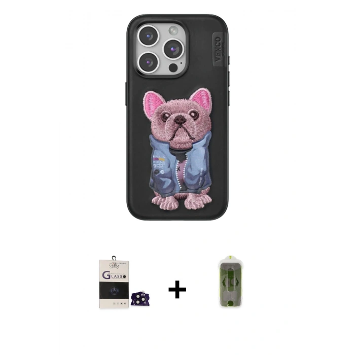 MARSİLYAN™- iPhone 14 Pro Max Kılıf İz Minimal Koleksiyonu - Siyah Joko Magic 5D Hayalet Cam + Siyah Bilvis Titan Kamera Lens