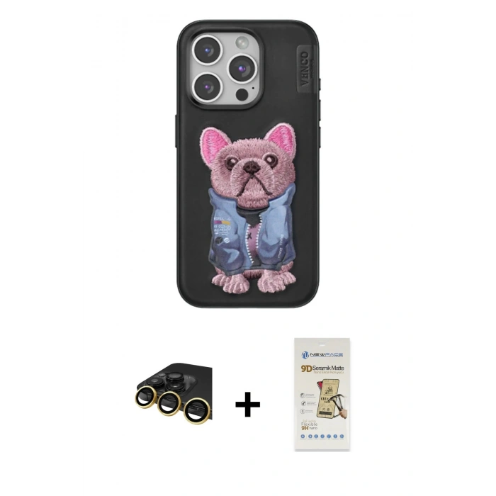 MARSİLYAN™- iPhone 14 Pro Max Kılıf İz Minimal Koleksiyonu - Siyah Mat Seramik Nano Ekran Koruyucu + Raze Metal Kamera Lens - GD