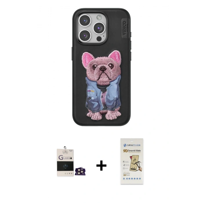 MARSİLYAN™- iPhone 14 Pro Max Kılıf İz Minimal Koleksiyonu - Siyah Mat Seramik Nano Ekran Koruyucu + Bilvis Titan Kamera Lens - GD